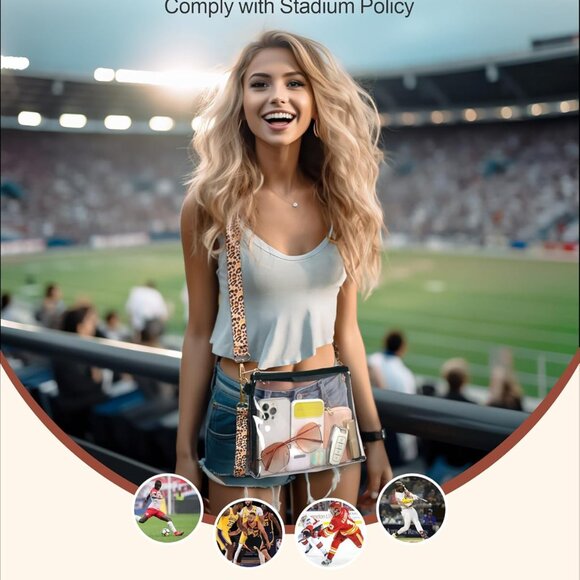 Clear Bag for Stadium Events - Clear Purses for Women Stadium Crossbody, Concert - Picture 5 of 9